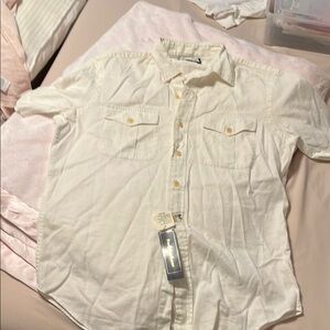 Ralph Lauren White Casual Button Down Linen Cotton Shirt